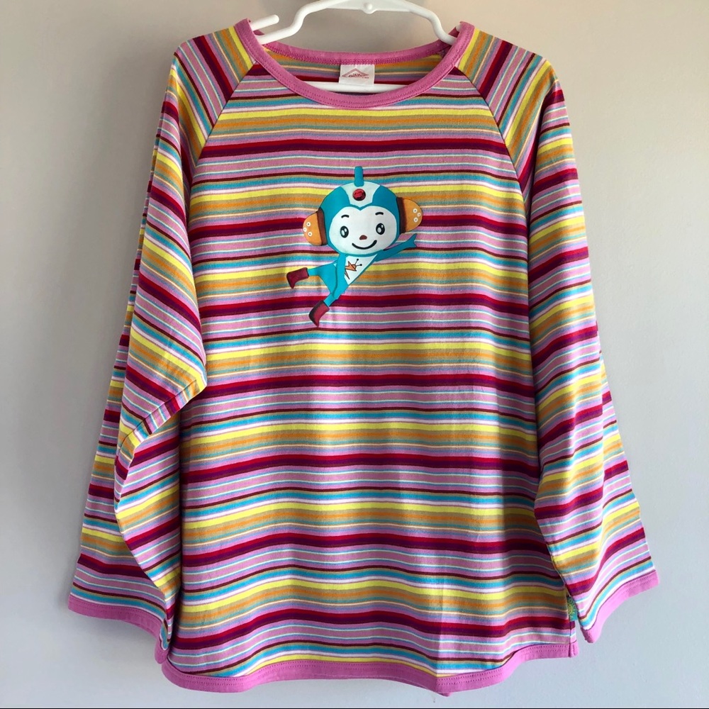 Soft, striped flying-alien tee. NWT (Size 10, 140)